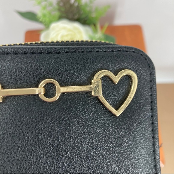 Black Wallet with Heart Shaped Hardware - Picture 2 of 10